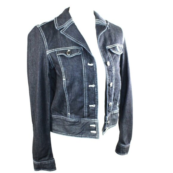 Elie Tahari Dark Blue Denim Jacket, Size Small - Picture 3 of 8